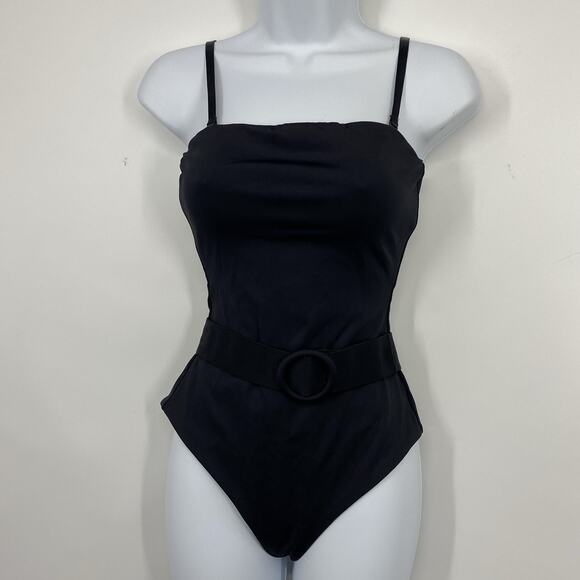 Skims Belted One piece Swimsuit Size Small Black Spaghetti Strap Slimming - Picture 7 of 8